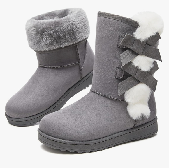 Eydram women fur lined winter Gray mid calf Boots with White Fur Accents. 7.5 - Picture 2 of 15